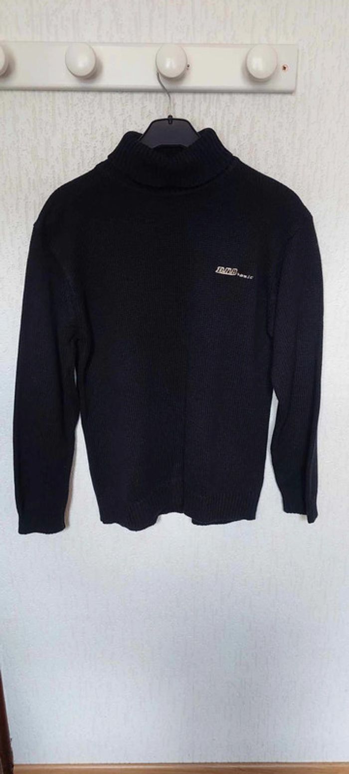 Beau pull garçon col roulé Dynam Basic 12 ans noir très bon état