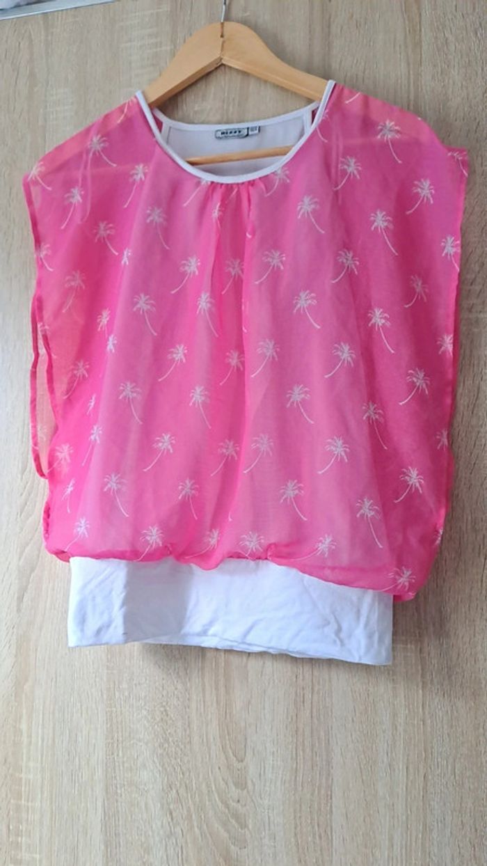 T shirt voile doublé rose