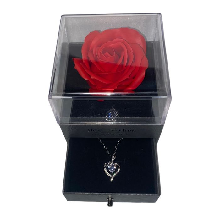 💝 Coffret Cadeau Rose Éternelle & Collier Cœur avec rose couleur argent 💝 - photo numéro 2