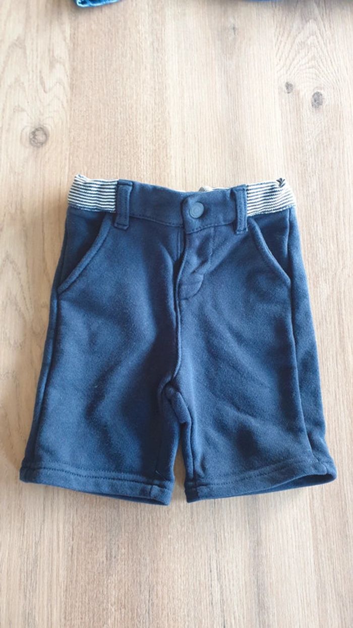 Short bleu marine en moletton, taille 23 mois, Tape-à-l'oeil