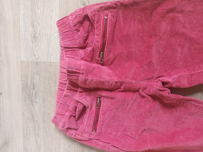 pantalon 10 ans fille tape à l'oeil rose velours chaud doux presque neuf - photo numéro 3