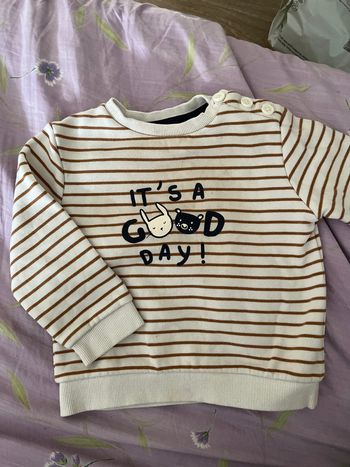 Sweat Shirt Rayé blanc/marron