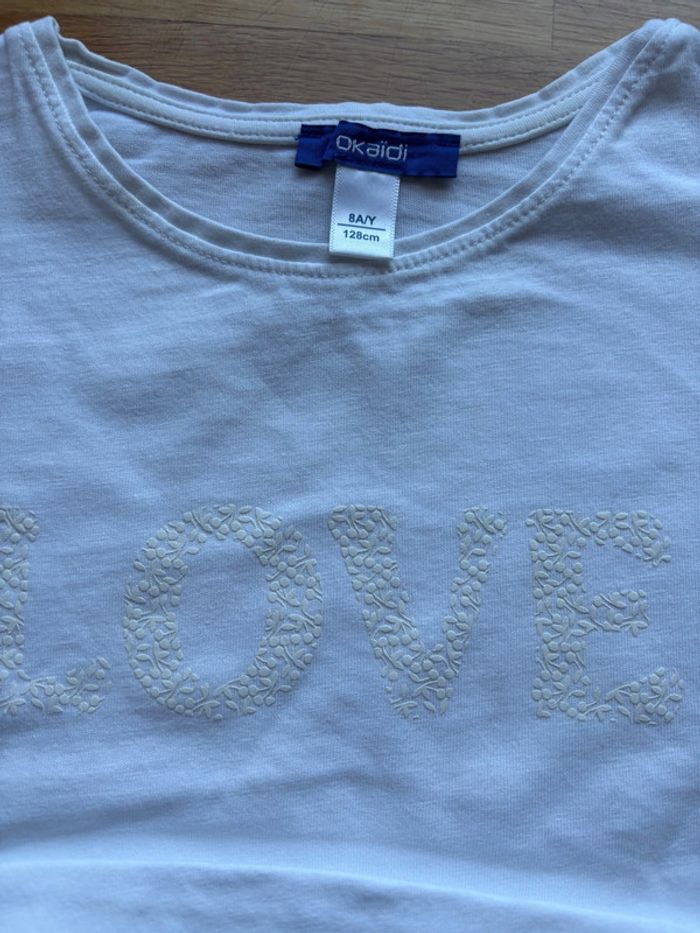 T-shirt MC blanc imprimé okaidi 8 ans fille - photo numéro 2