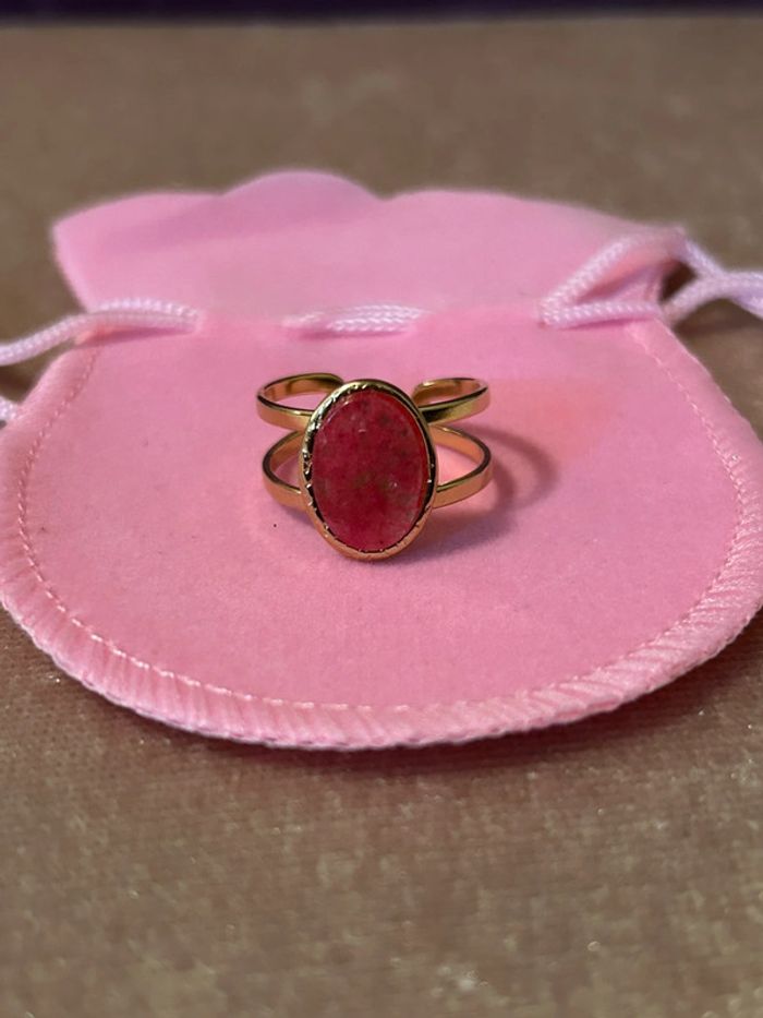 Bague ovale rose • taille ajustable - photo numéro 6