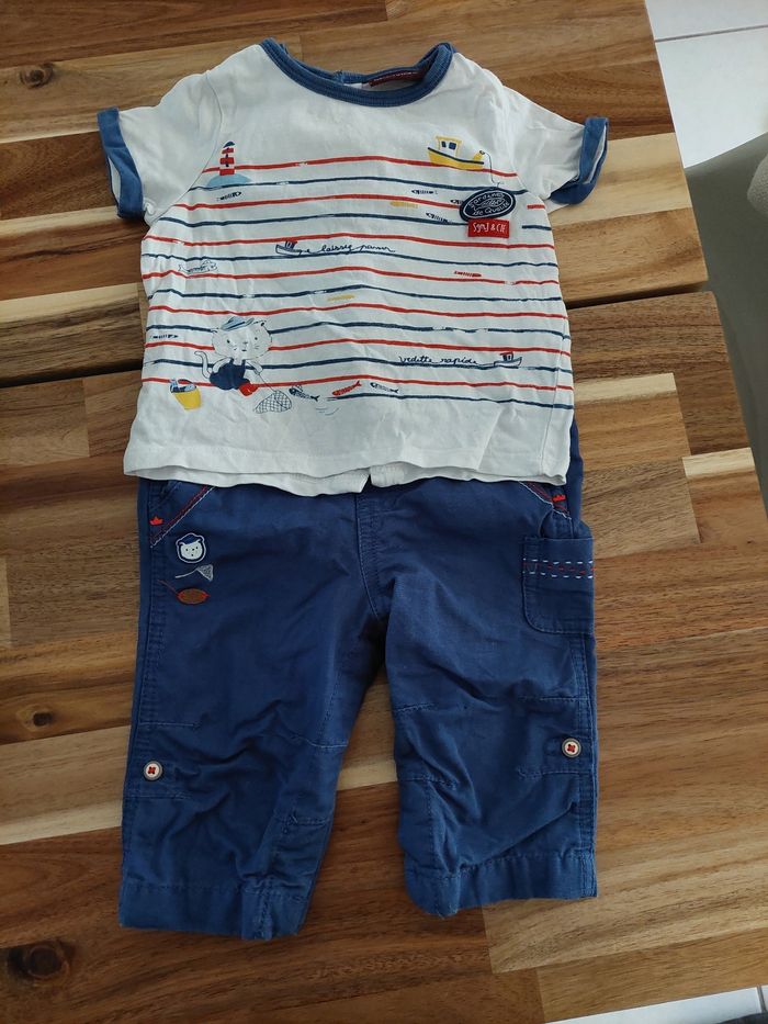 Ensemble salopette longue bleue 6 mois - photo numéro 2