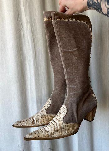 Bottes denim type santiags cowboy y2k trending vintage made in Italy - Pointure 37