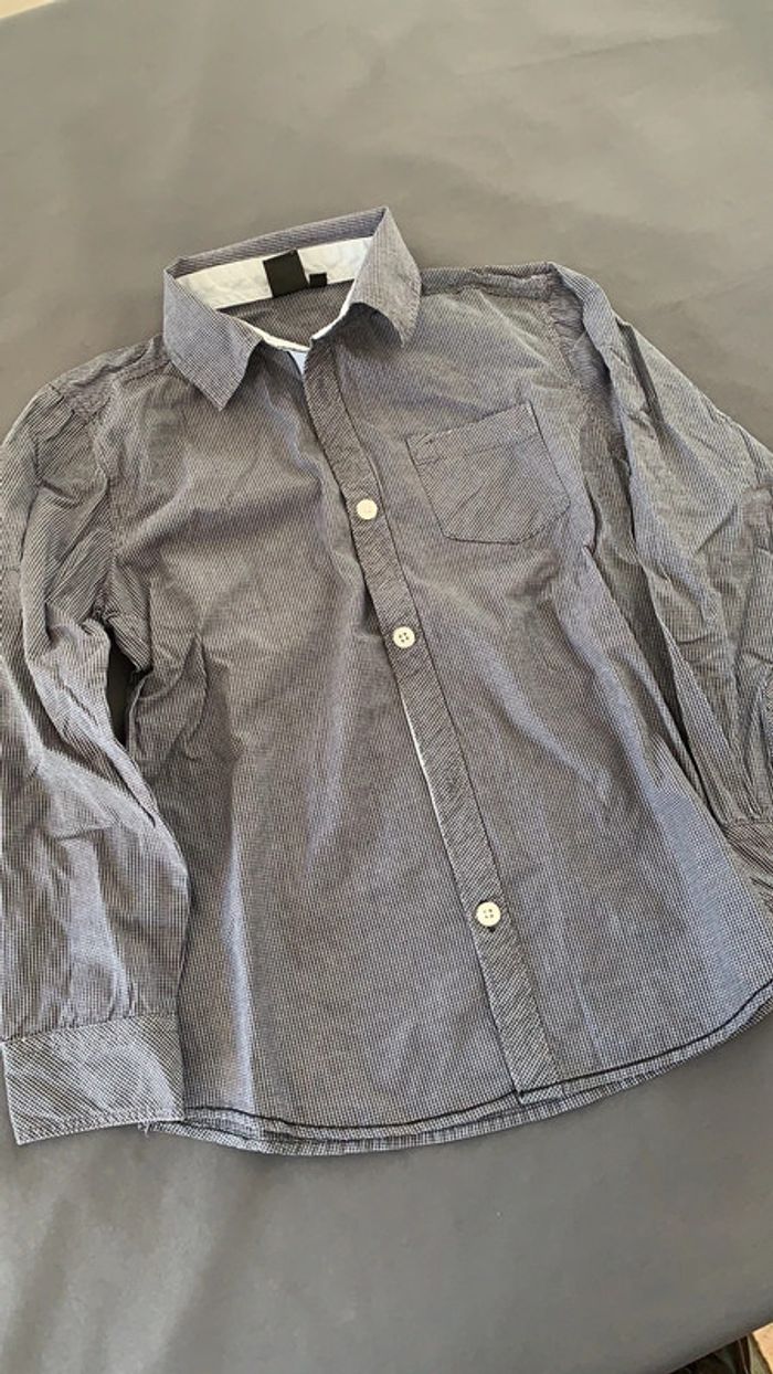 Chemise grise mini carreaux 10 ans