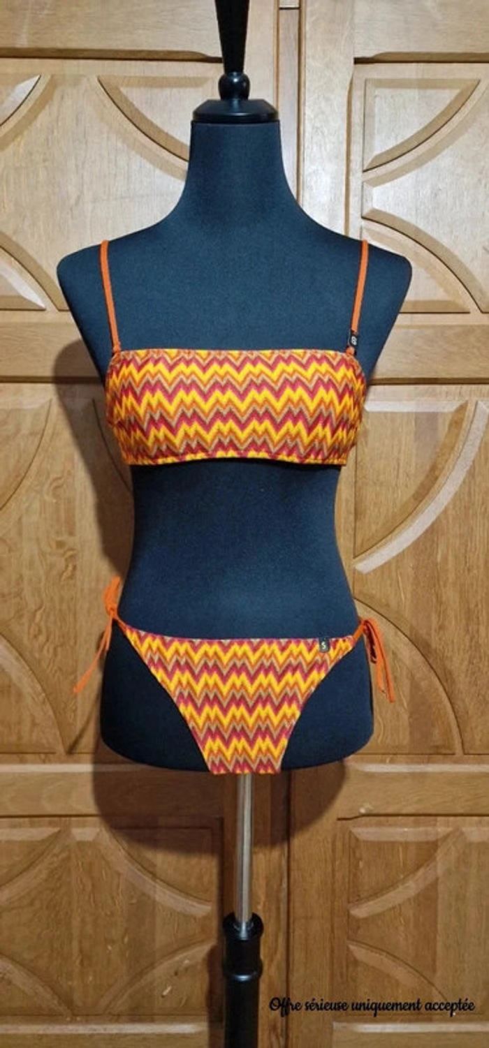 Bikini Undiz Neuf 33€- Taille S/36 - Zigzag orange jaune – Été plage - photo numéro 2