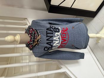 Sweat Shirt Miss America Carmel California bleu et motifs bleu blanc rouge brodés