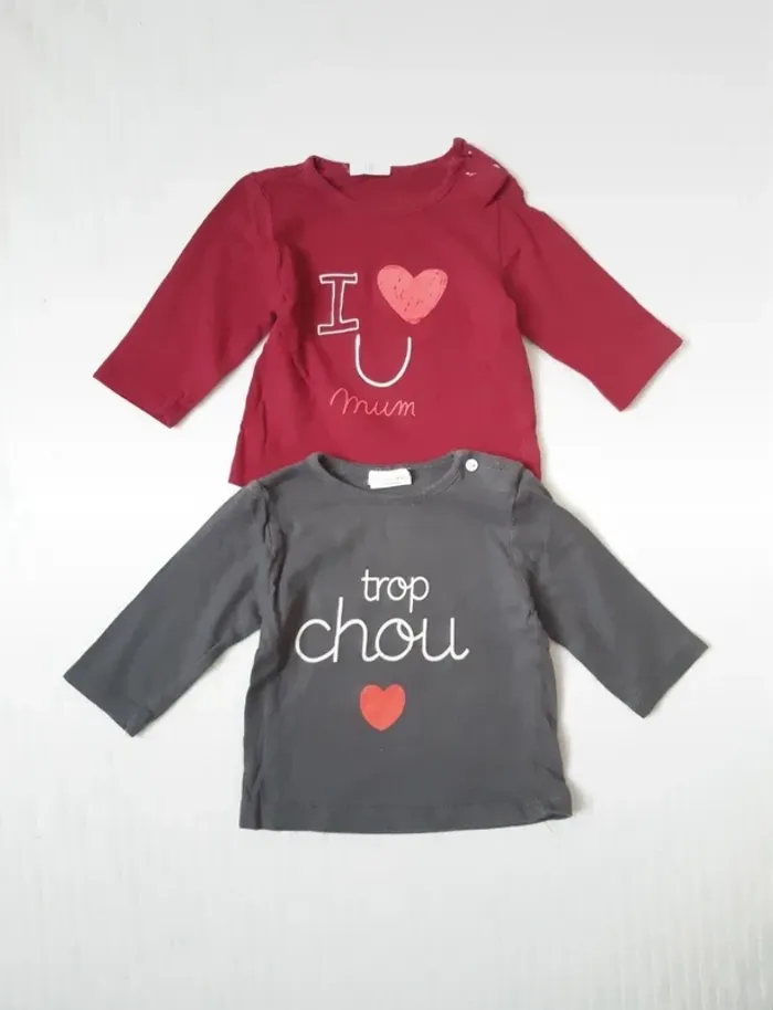 Lot de 2 tee-shirts manches longues 3 mois