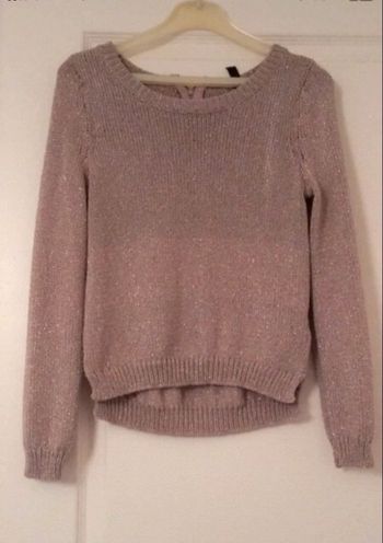 Pull court pour femme de couleur rose a pailleur court de chez h&m taille xs