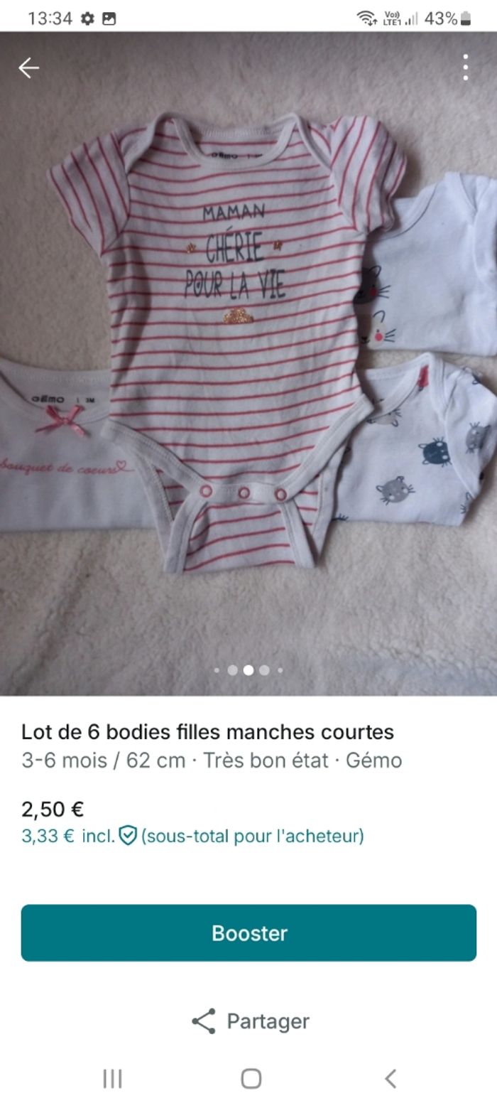 Lot de bodies fille manches courtes - photo numéro 5