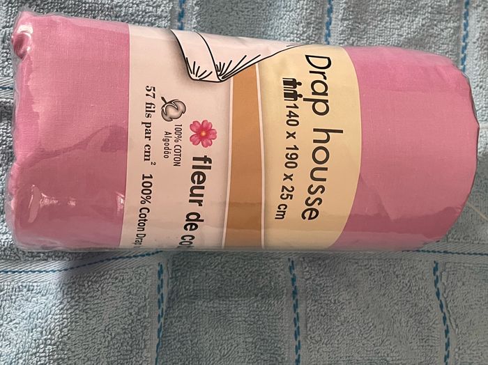Draps housse rose 140 x 190 cm
