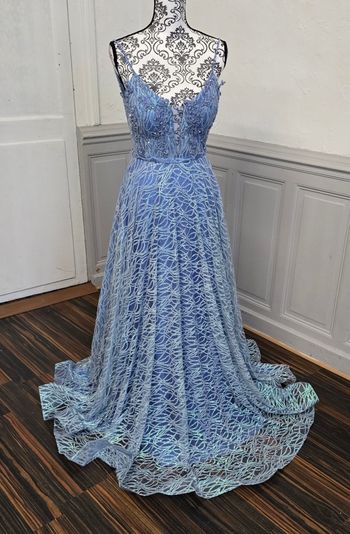 Robe de soirée bleu pailleté cérémonie mariage cocktail taille 36