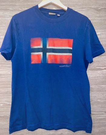 T shirt napapijri taille L drapeau tbe bleu
