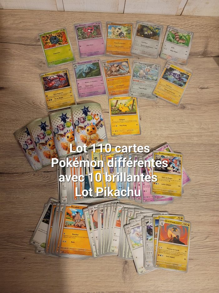 Lot cartes Pokémon différentes avec brillantes