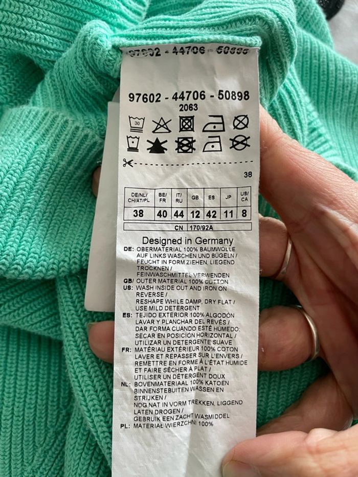 Pull à manches longues vert clair col rond 100% coton Gerry Weber taille 40 - photo numéro 7