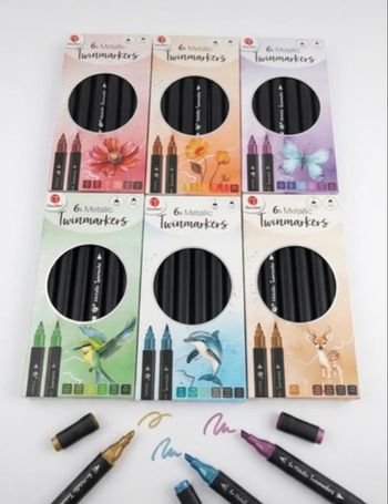 🎨 Lot de 6 Boîtes de Twinmarkers Métalliques - Neufs