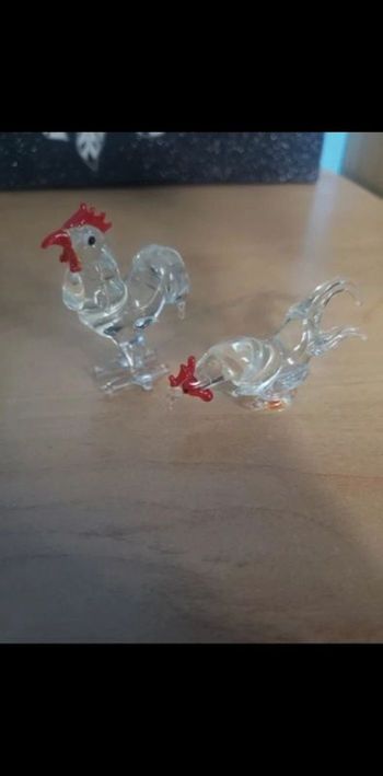 Lot 2 Coq en verre