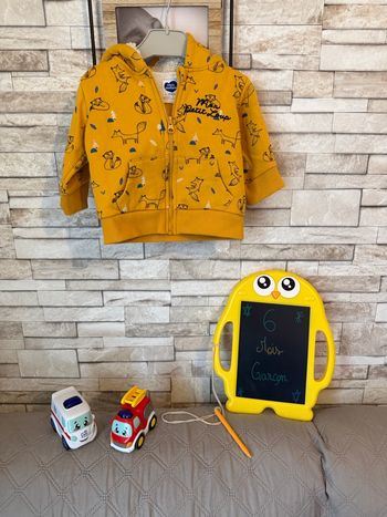 Veste polaire mourtarde à capuche Garçon - T6mois - Mot d’enfants