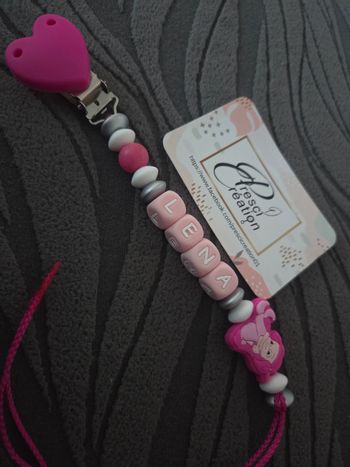 Attache tétine silicone sirène rose