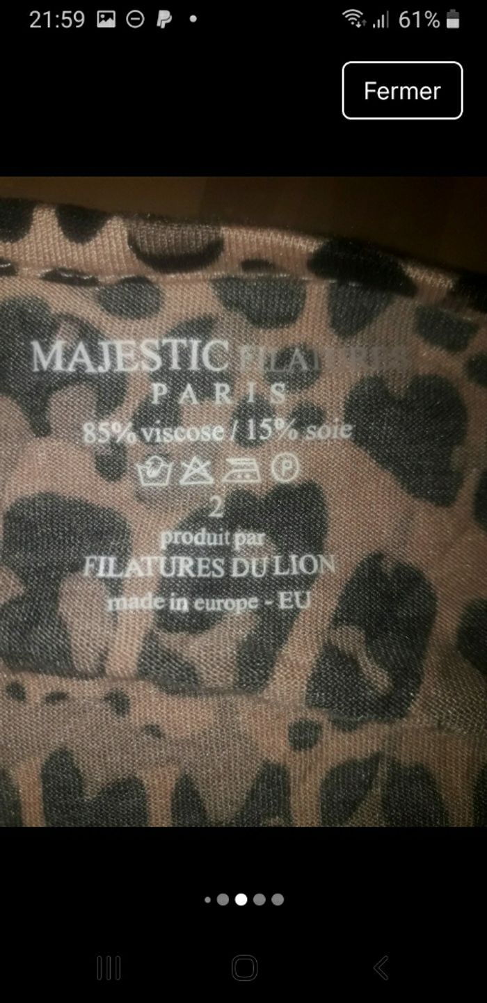 Superbe top femme maille fluide imprimé léopard Majestic filatures taille M - photo numéro 3