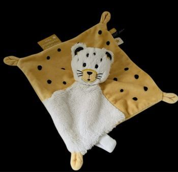 ❤️B4388 Doudou Plat Mouchoir Lion Tigre Blanc Jaune Tape À L'oeil TAO