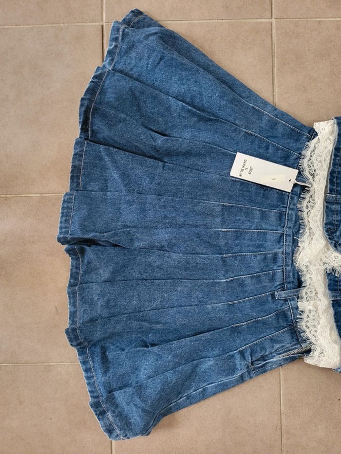Veste sans manches en jeans + Jupe en jeans Maona Taille M - photo numéro 5