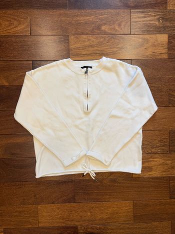 Pull sweat blanc col zippe à noeud etam taille S/36