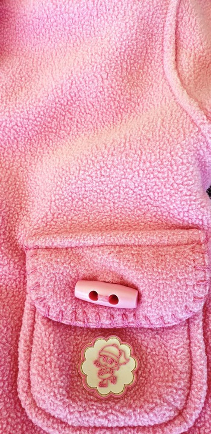 Veste rose moltonnée avec capuche - T.12 mois - photo numéro 3
