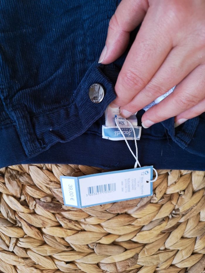 Pantalon velour jacadi marine 12 mois - photo numéro 2