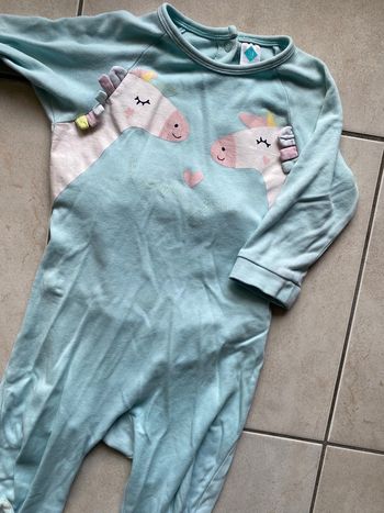 Pyjama fille licorne avec pieds anti dérapant