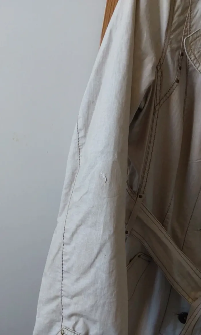 Trench veste Imperméable chic beige T 40 Coton ciré lin - photo numéro 12