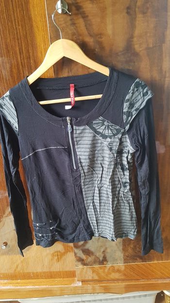 Tee shirt manches longues noir et gris