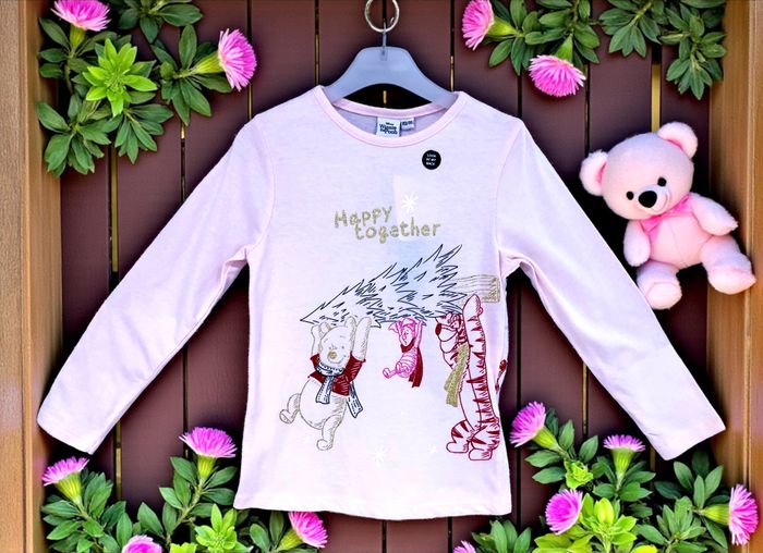 DISNEY - NEW - ENSEMBLE 2P FILLE WINNIE L'OURSON, TULLE RÉSILLE & OR PAILLETÉ 5/6A - photo numéro 3