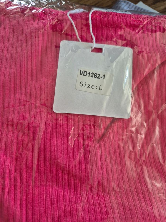 Robe Manches Courtes Fuschia Femme Taille L/40 - photo numéro 3