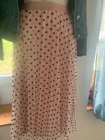 Jupe longue tulle rose à pois taille L/XL