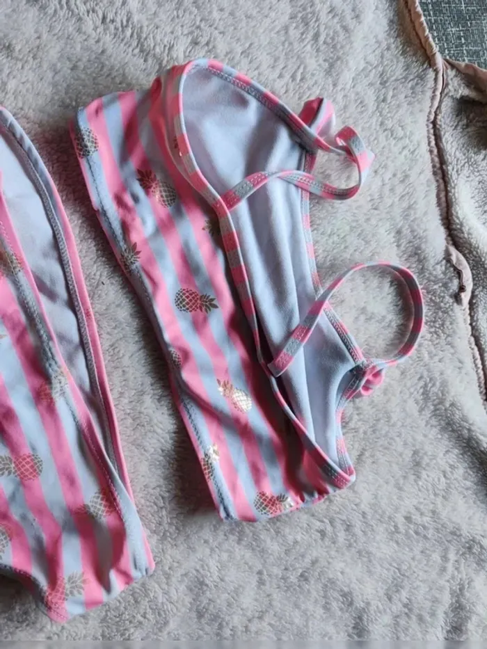 Maillot de bain 2 pièces rose blanc ananas doré Primark 5/6 ans - photo numéro 6