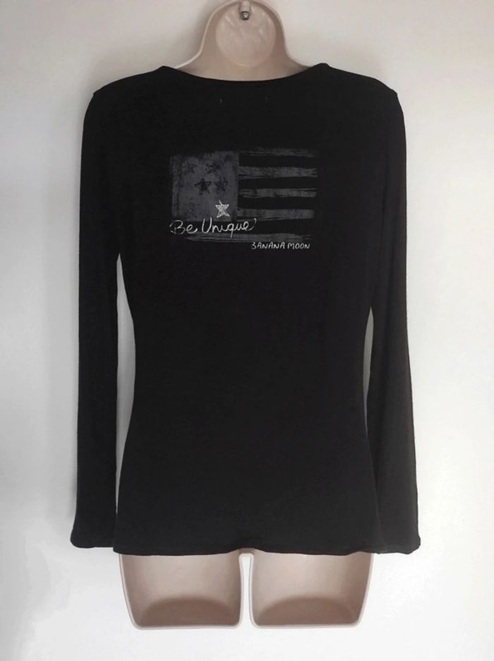 Tee-shirt Noir drapeau gris y2k / Banana Moon - 36/S à 38/M - photo numéro 11