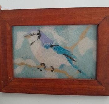 Tableau de sable oiseau 18,5x13,5 cm