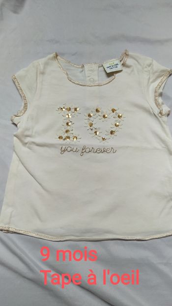 T -shirt manches courtes 9 mois Tape à l'oeil