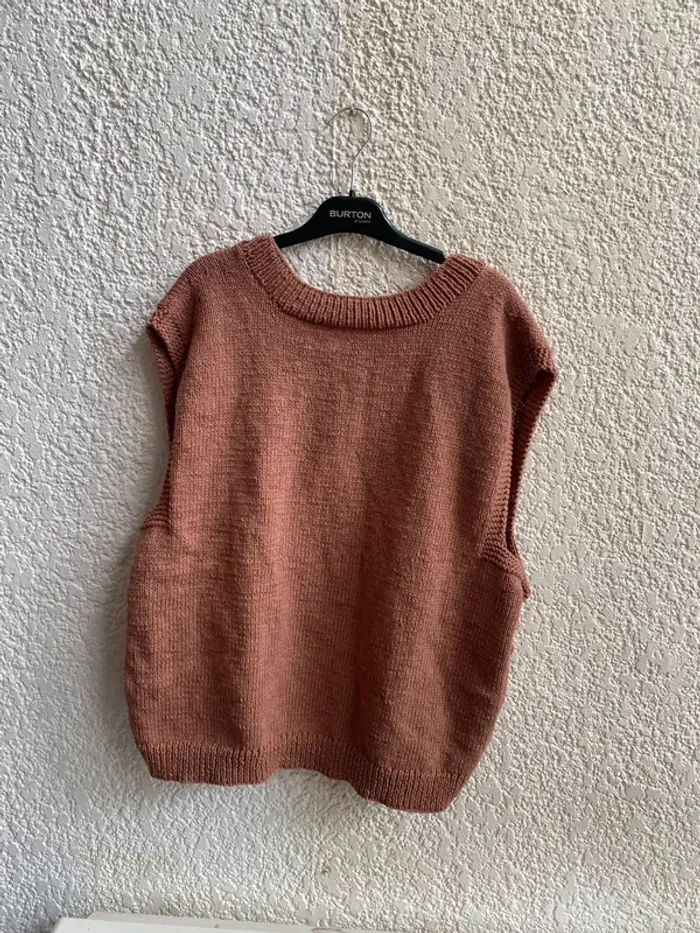 Gilet en maille bouclé marron avec gros boutons T 38 - photo numéro 4