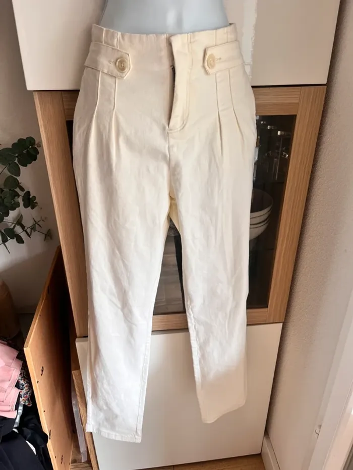 Pantalon chino habillé crème taille m - photo numéro 2