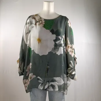 Blouse ample voile fleuri et jersey - Renatto Bene - taille M estimée A1294