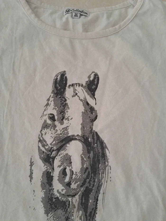 Tee shirt manches courtes blanc 12 ans 👧 U collection - photo numéro 2
