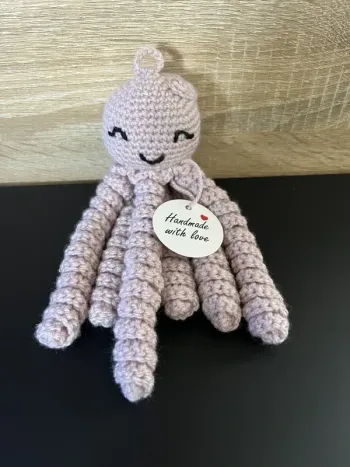 Doudou, Pieuvre pour prématuré fait mains avec cœur couleur Lilas clair Prématuré, jusqu'à 44cm·Neuf