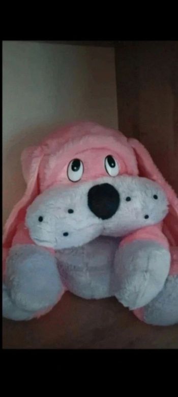 Grand doudou peluche toit mimi violet rose