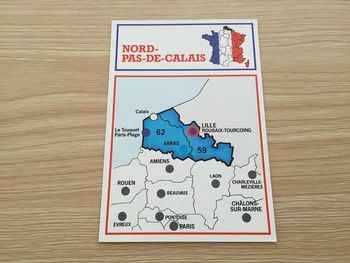 Carte région Nord-Pas-de-Calais pièce jeu de société Richesses de France édition Nathan #A42