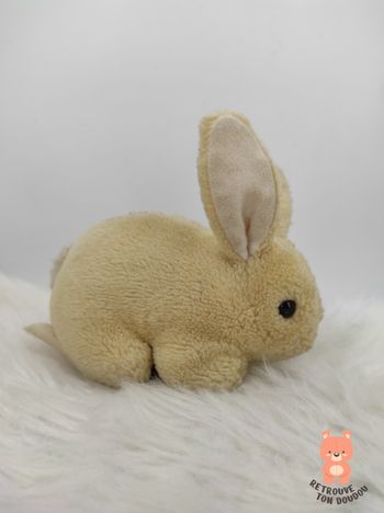 Peluche Lapin beige et blanc Vintage