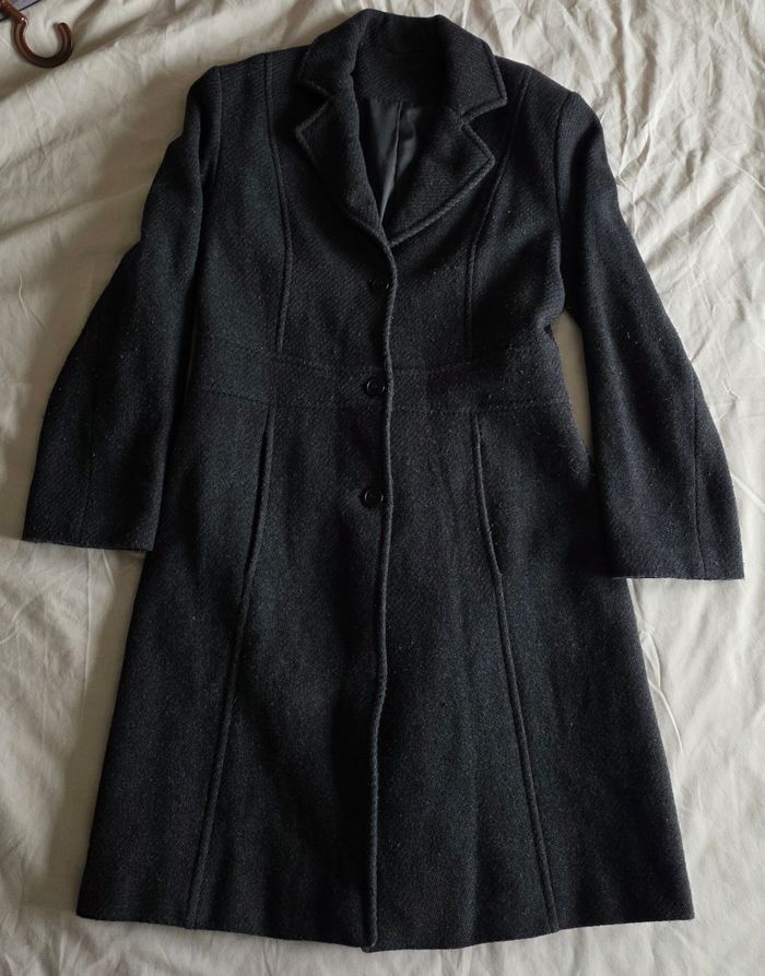 Manteau long cintré laine gris anthracite Taille 38/40